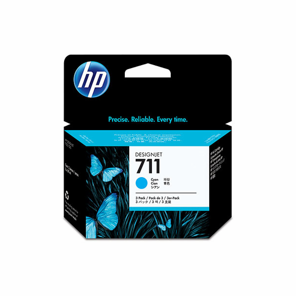 HP 711 Cyan DJ Ink Cart, 29 ml, 3-pack, CZ134A