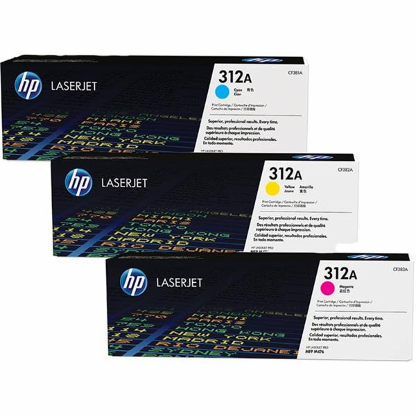 HP 312A 3-pack CYM LJ Toner Cart, CF440AM (2,700 / 2,700 ...