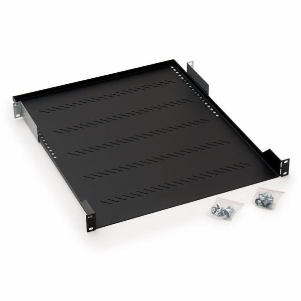 TRITON Police s perforací 19", 1U/650mm, nosnost 40kg, černá