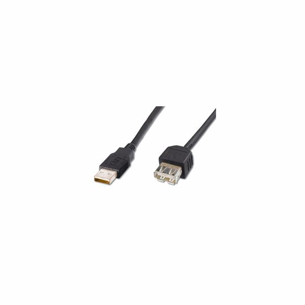 PremiumCord kabel prodlužovací USB 2.0, A-A, 0,5m, černá