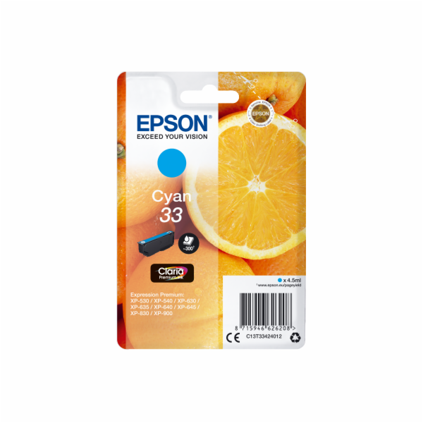 EPSON ink bar Singlepack "Pomeranč" Cyan 33 Claria Premiu...