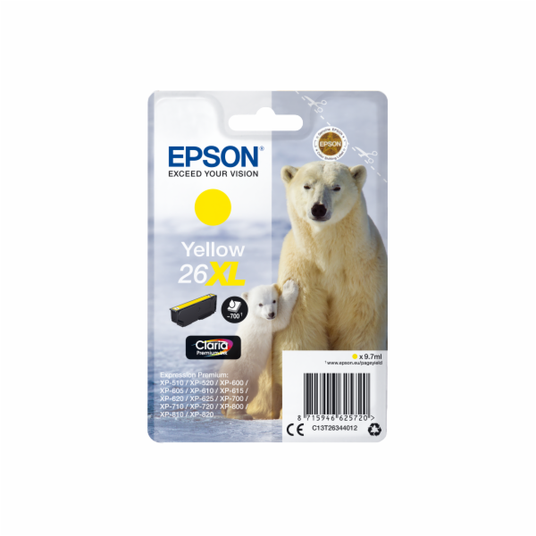 EPSON ink bar Singlepack "Lední medvěd" Yellow 26XL Clari...