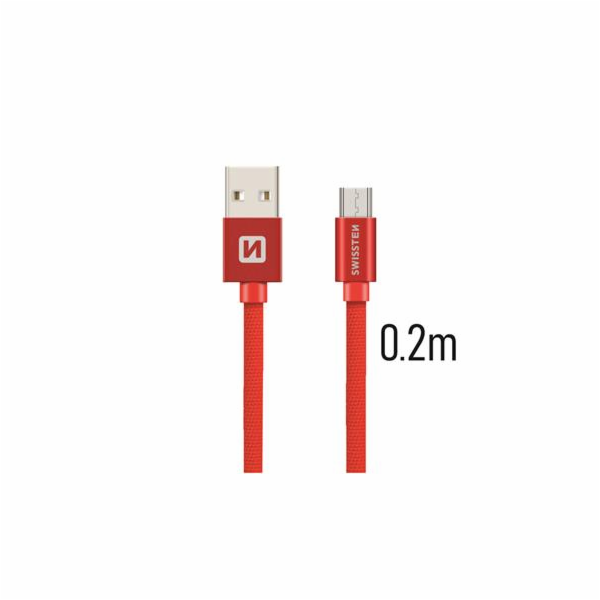 Swissten Datový Kabel Textile Usb / Micro Usb 0,2 M Červený