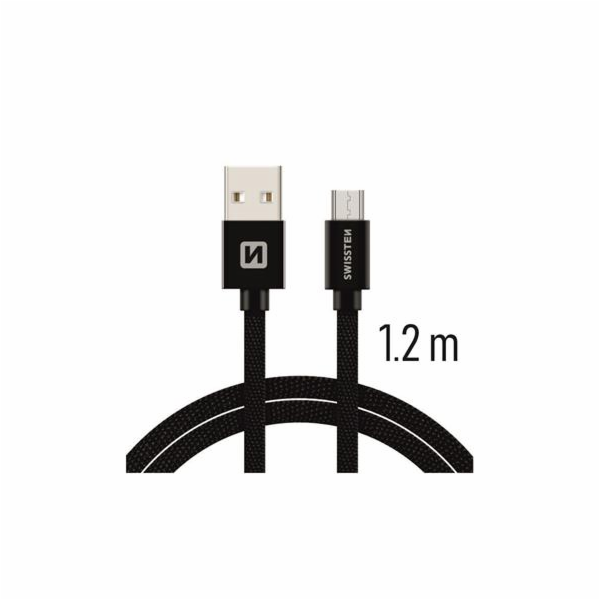 Swissten Datový Kabel Textile Usb / Micro Usb 1,2 M Černý
