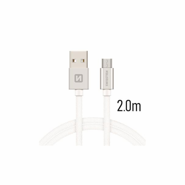 Swissten Datový Kabel Textile Usb / Micro Usb 2,0 M Stříbrný