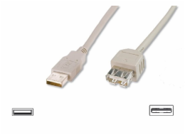 Digitus USB kabel prodlužovací A-A, 2xstíněný, měď, 1,8m, šedý