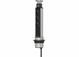 Prodlužovací stojan BRENNENSTUHL, 3 místa, 2 USB, 2 m