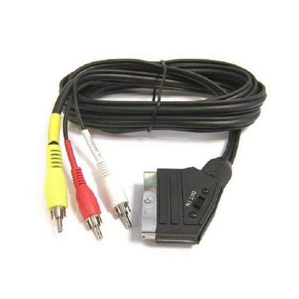 PremiumCord Kabel SCART - 3xCINCH M/M 1.5m in/out přepínač