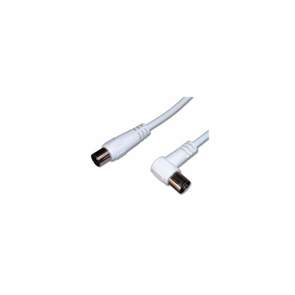 PremiumCord TV kabel M/F konektor 90°, 75 Ohm 3m