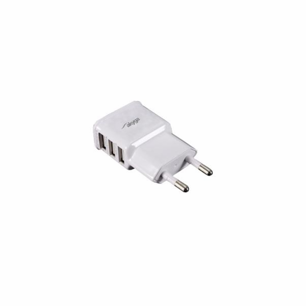 TRX Akyga USB nabíječka 220V/ 5V/ 3.1A/ 3x USB/ bílá
