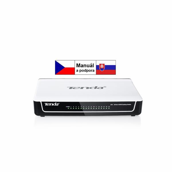 Tenda S16 - 16x 10/100 Mbps Fast Ethernet Switch, Fanless...