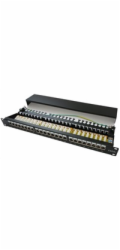 19" Patch panel XtendLan 24port, STP, Cat5E, krone, černý - LED vyhledávání