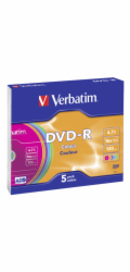1x5 Verbatim DVD-R 4,7GB Colour 16x Speed, Slim Case