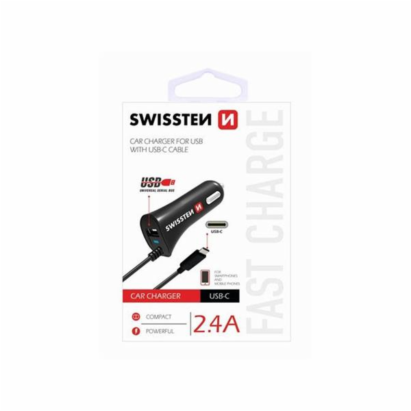 Swissten Cl Autonabíječka Usb-C A Usb 2,4A Power