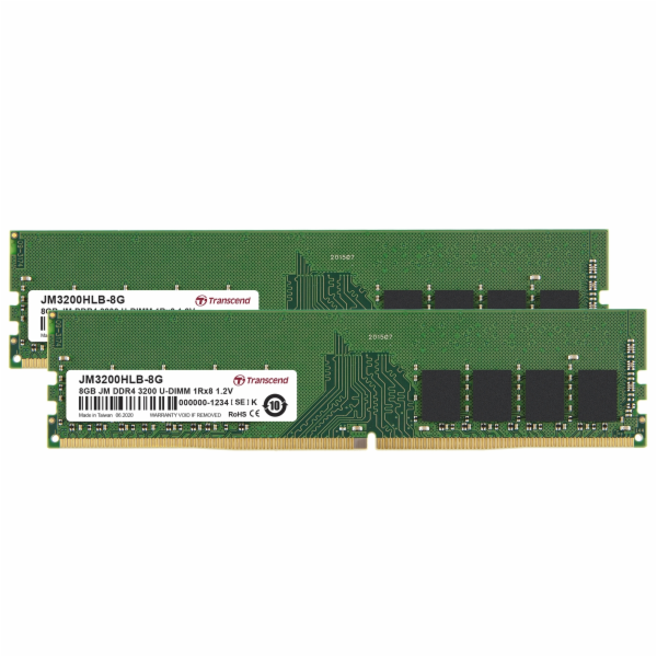 TRANSCEND DIMM DDR4 16GB (Kit of 2) 3200Mhz 1Rx8 1Gx8 CL2...