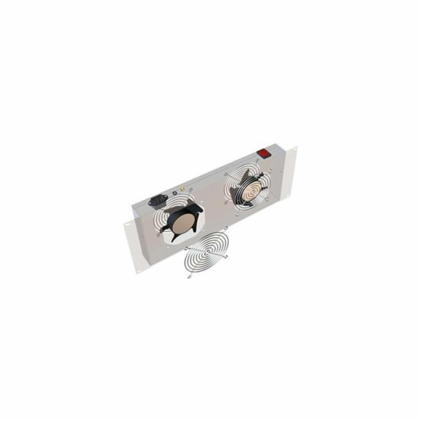 19" vert.vent.j.2xVent.-220V/46W termost.4U černá