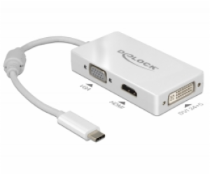 DeLOCK USB adaptér, USB-C zástrčka > VGA + HDMI + DVI zás...