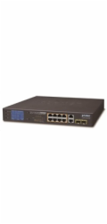 Planet GSD-1222VHP PoE switch, 8x PoE + 2x 1000Base-T + 2x SFP, LCD,VLAN, extend mód 10Mb do 250m, IEEE 802.3at 120W