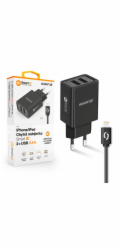 ALIGATOR CHA0035 Chytrá síťová nabíječka ALIGATOR 2.4A, 2xUSB, smart IC, černá, kabel pro iPhone/iPad 2A