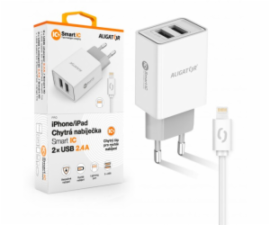 ALIGATOR Chytrá síťová nabíječka 2,4A, 2xUSB, smart IC, b...