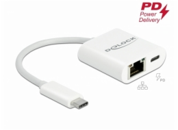 DeLOCK USB 3.2 Gen 1 adaptér, USB-C samec > RJ-45 samice + USB-C samice