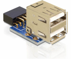 DeLOCK USB 2.0 adaptér, 9pin header > 2x USB-A zásuvka