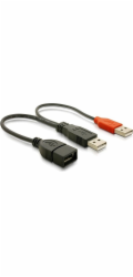 Delock Napájecí kabel USB A samice z 2xUSB A samec. délka 22,5 cm