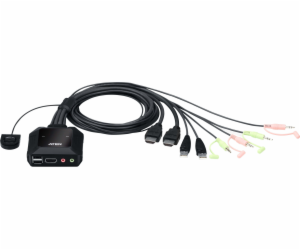 Přepínač Aten KVM 2:1 (USB, HDMI) 4K@60Hz, integrované ka...