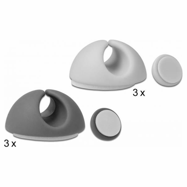 Delock - Držák kabelu - šedá, bílá (balení 6)