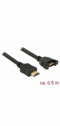 Delock Kabel HDMI-A samec > HDMI-A samice montážní panel 4K 30 Hz 0,5 m