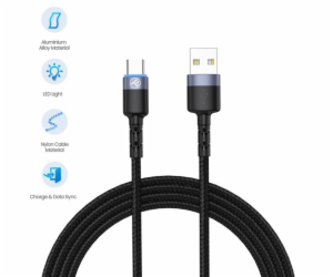 Tellur datový kabel USB to Type-C LED nylonový pletený 1,...