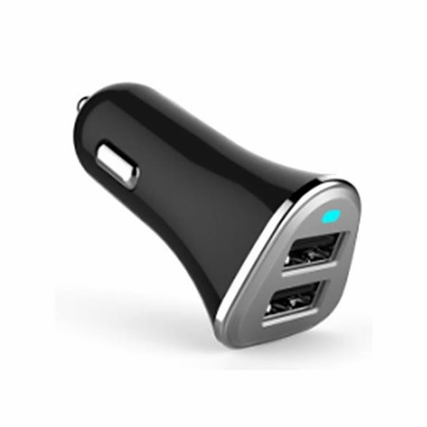 PLATINET nabíječka do auta 2xUSB 3,4A černá + microUSB ka...