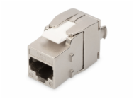 DIGITUS Keystone Cat6A, tieneny STP, tool free, cable management, metal.snapIN, strieborný, 24pack