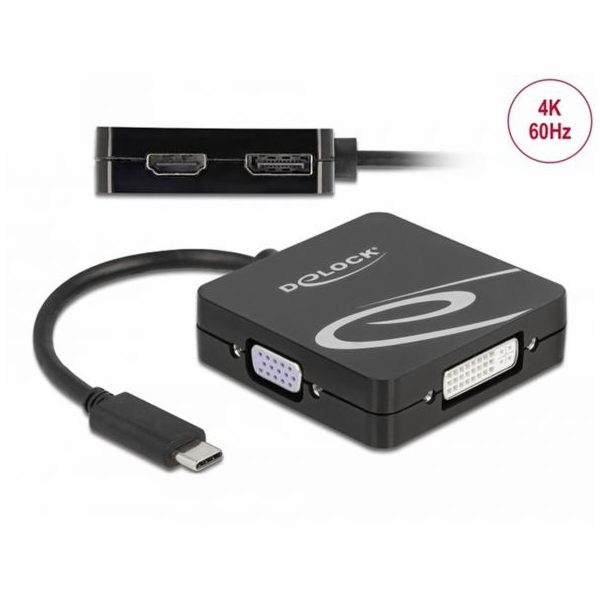 DeLOCK USB adaptér, zástrčka USB-C > zásuvka VGA + HDMI +...