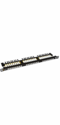 19" patch panel Solarix 24xRJ45 CAT6 UTP s vyvazovací lištou černý 0,5U SX24HD-6-UTP-BK