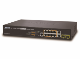 Planet GS-5220-8P2T2S L3 switch, 10x1Gb, 2x1Gb SFP, 8x PoE 802.3at 240W