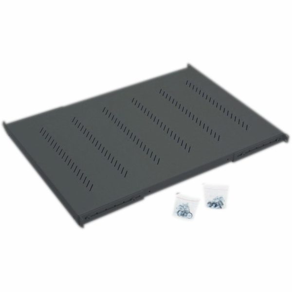 TRITON Police s perforací 19", 1U/850mm, nosnost 150kg, č...