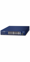 Planet FGSD-1821P PoE switch, 16x100M + 1xGb/SFP, extend mód 10Mb-250m, PoE 802.3at 185W