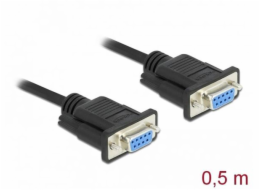 Delock Serial Cable RS-232 D-Sub 9 female to female null modem with narrow plug housing - Full Handshaking - 0.5 m