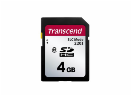 Transcend 4GB SDHC220I (Class 10) MLC průmyslová paměťová karta (SLC mode), 22MB/s R,20MB/s W, černá