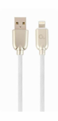 Gembird kábel nabíjací Lightning 8-pin (M) na USB 2.0 (M), prémiový, gumovo - opletený, 2 m, biely