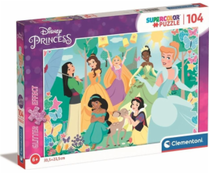 Puzzle se třpytkami 104 prvků, Disney princezny