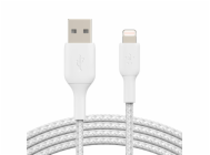 Belkin CAA002bt1MWH oplétaný USB-A - Lightning, 1m, bílý Belkin Lightning kabel, 1m, bílý - odolný