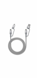 Manhattan 390606 MANHATTAN Kabel 4-in-1, nabíjení a sync USB kabel, 480 Mbps, 3A/60W, 1m, pletený design, šedá