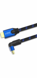 HDMI-HDMI V2.1, 1,8 m, 8k, Angular, OFC, měď, Zlaté tipy, Ethernet/3D CL-147 SAVIO Blue-Black