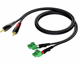 2x RCA / Cinch kabel - 2x Elektrická kostka (3 řádky-3,81...