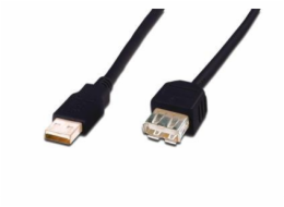 Digitus USB kabel prodlužovací A-A, 2xstíněný, měď, 1,8m, černý