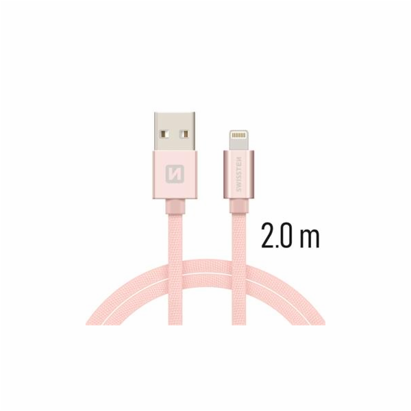 Swissten Datový Kabel Textile Usb / Lightning 2,0 M Růžov...