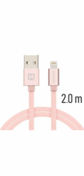 Swissten Datový Kabel Textile Usb / Lightning 2,0 M Růžovo/Zlatý