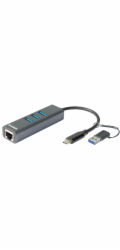 D-Link DUB-2332 USB-C/USB to Gigabit Ethernet Adapter with 3 USB 3.0 Ports